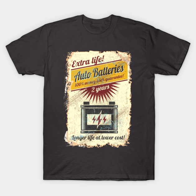 Auto Batteries - Extra Life T-Shirt by funkymonkeytees